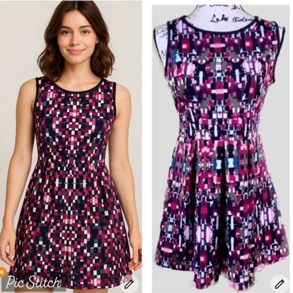 Romeo & Juliet Couture Fit & Flare Geometric Print Dress